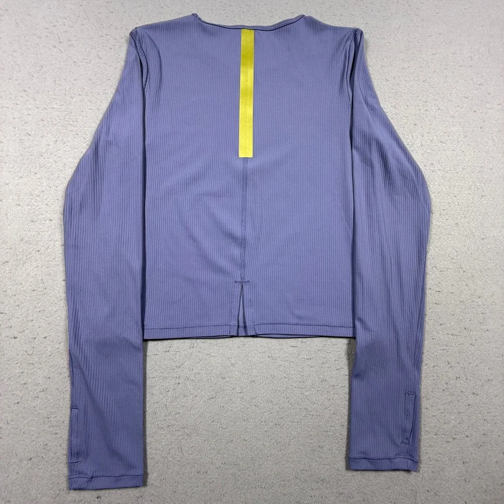 Nike Dri-FIT Womens Long Sleeve Cropped Athletic Training Top Purple Size Small